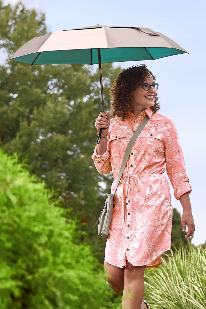 42 Inch Sodalis Travel Umbrella | Gold/Aqua Metallic - Image 4