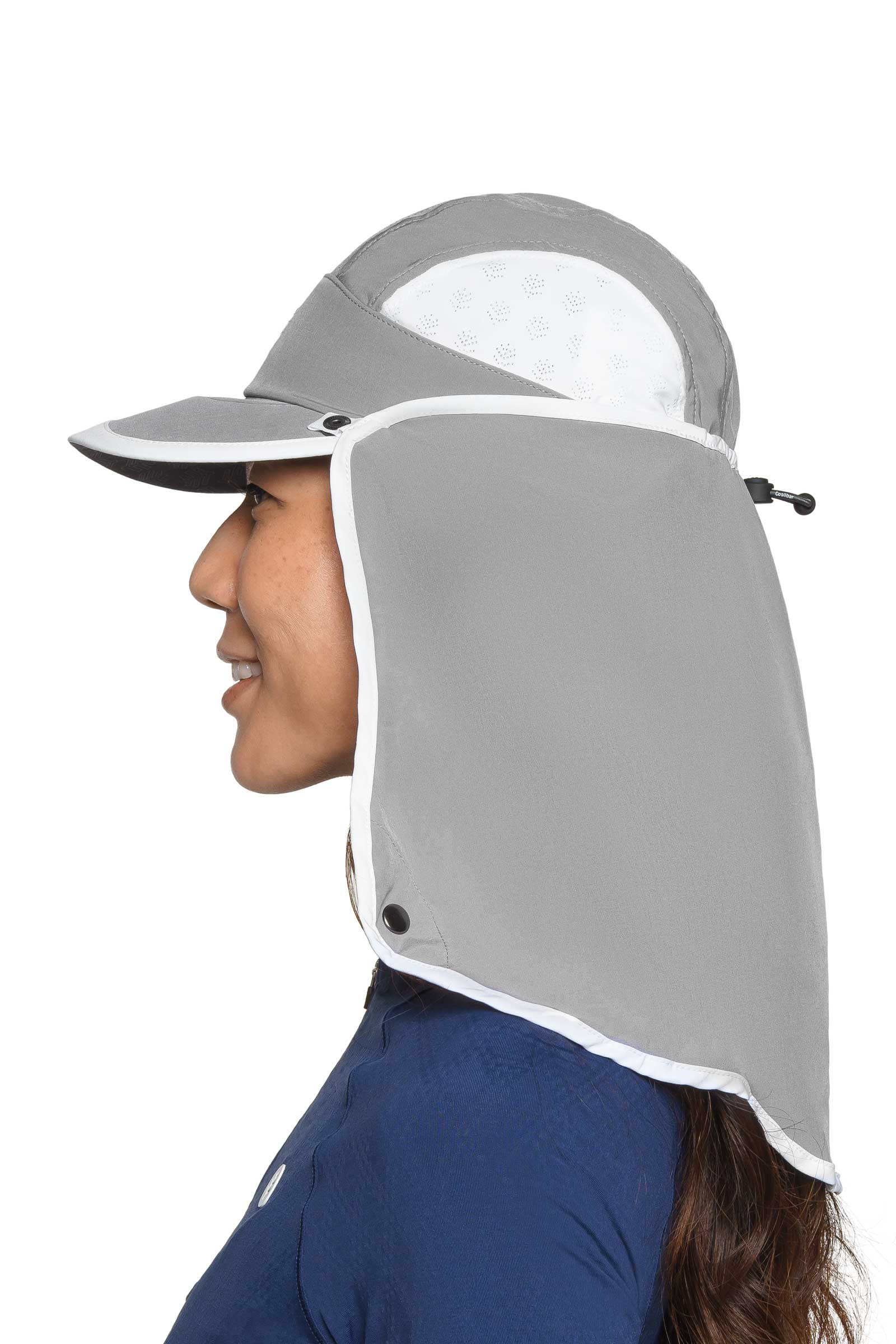 Agility Sports Cap with Removable Neck Drape | Steel Grey/White - Image 5