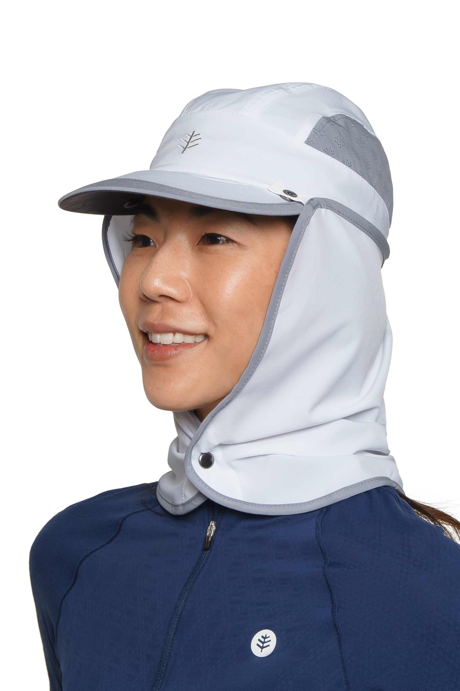 Agility Sports Cap with Removable Neck Drape | White/Steel Grey - Image 3
