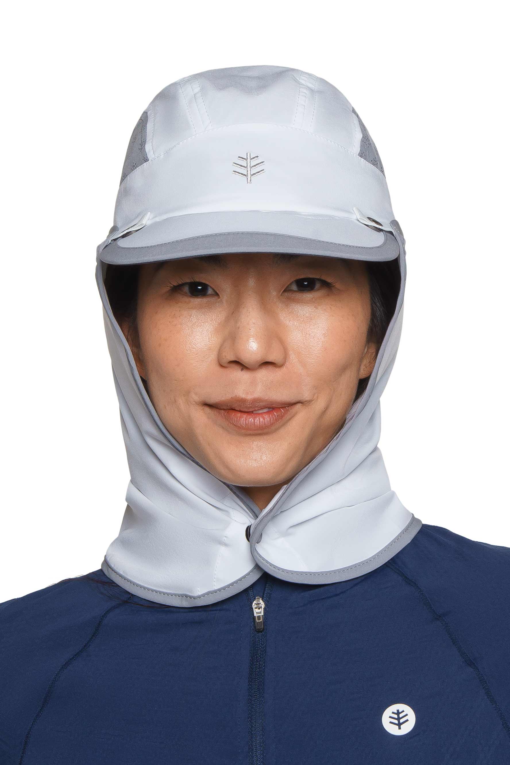 Agility Sports Cap with Removable Neck Drape | White/Steel Grey - Image 4