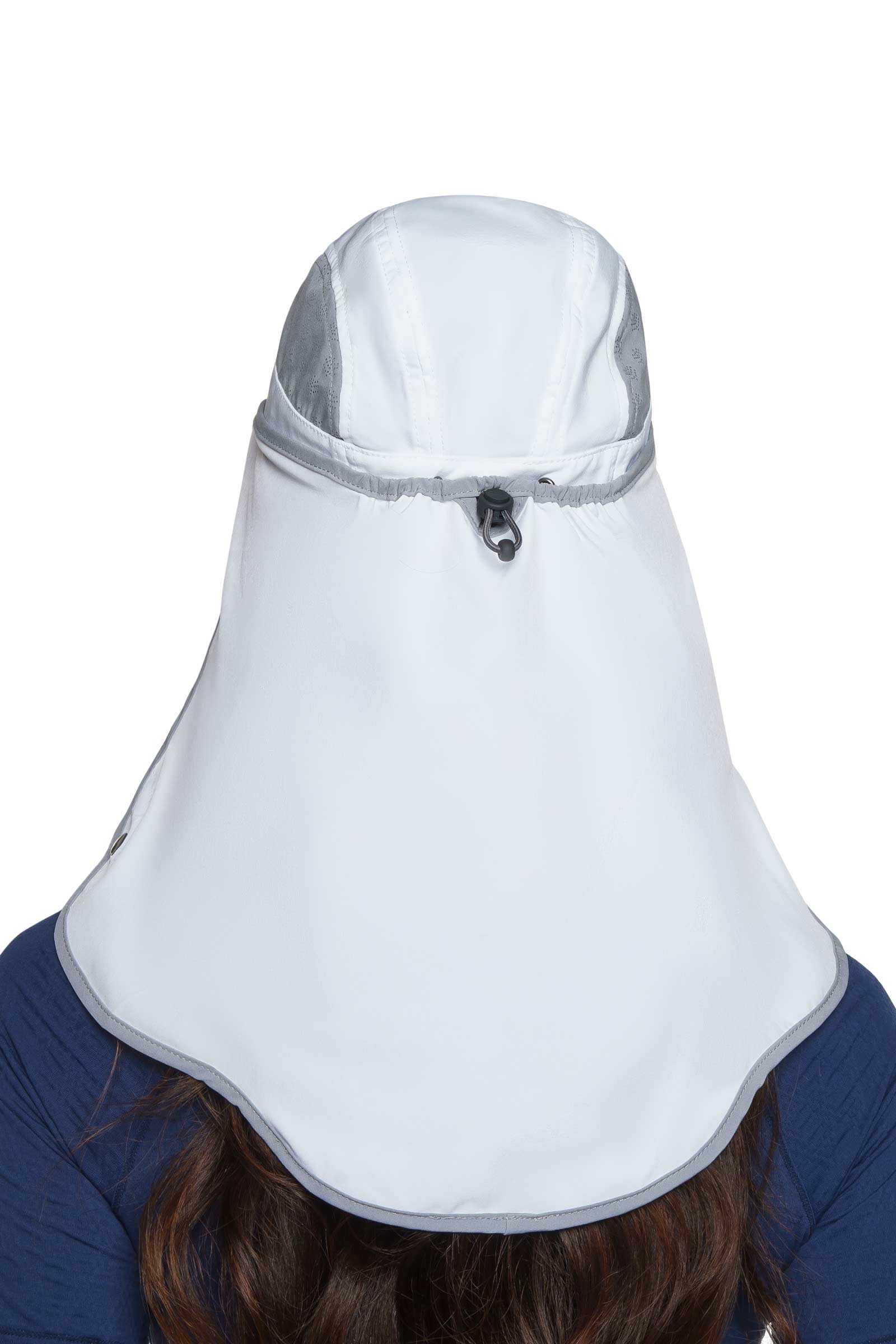 Agility Sports Cap with Removable Neck Drape | White/Steel Grey - Image 5