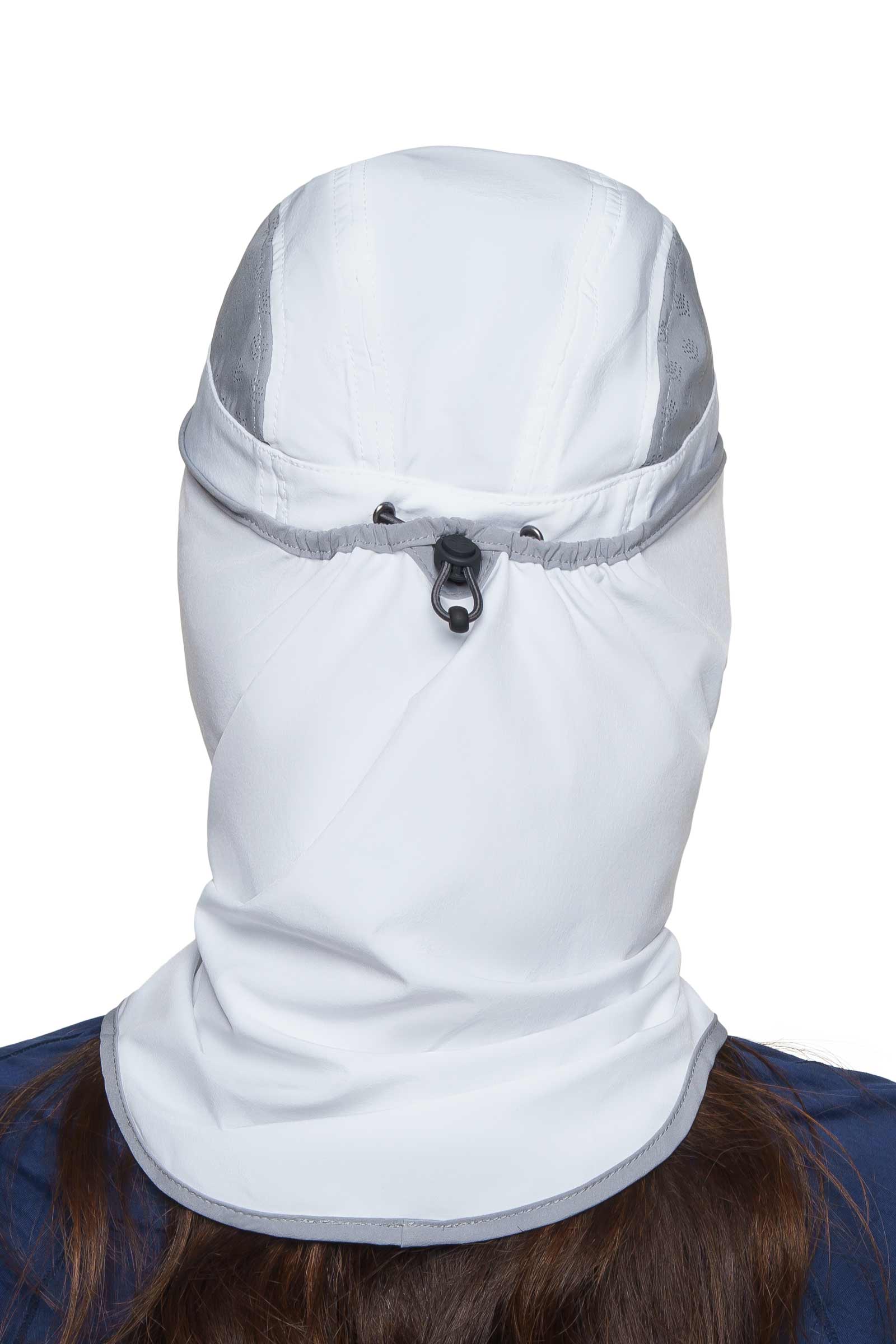 Agility Sports Cap with Removable Neck Drape | White/Steel Grey - Image 6