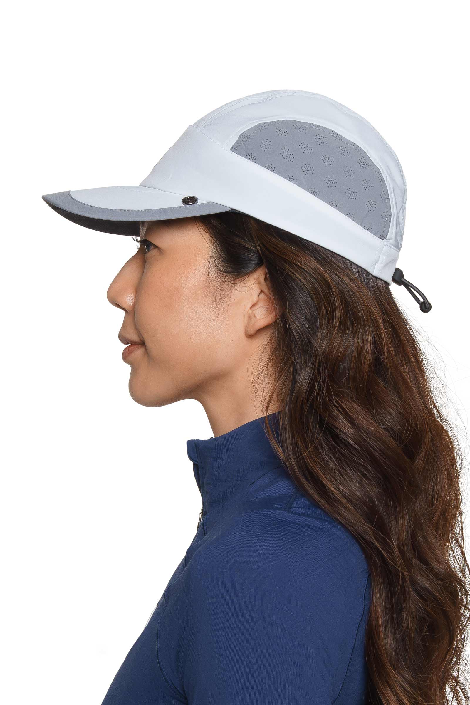 Agility Sports Cap with Removable Neck Drape | White/Steel Grey - Image 9