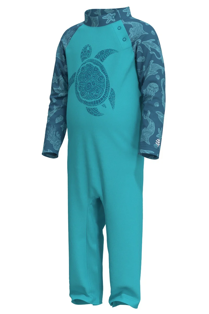 Baby Beach One-Piece Swimsuit | Blue Curacao Swimming Turtle - Image 2