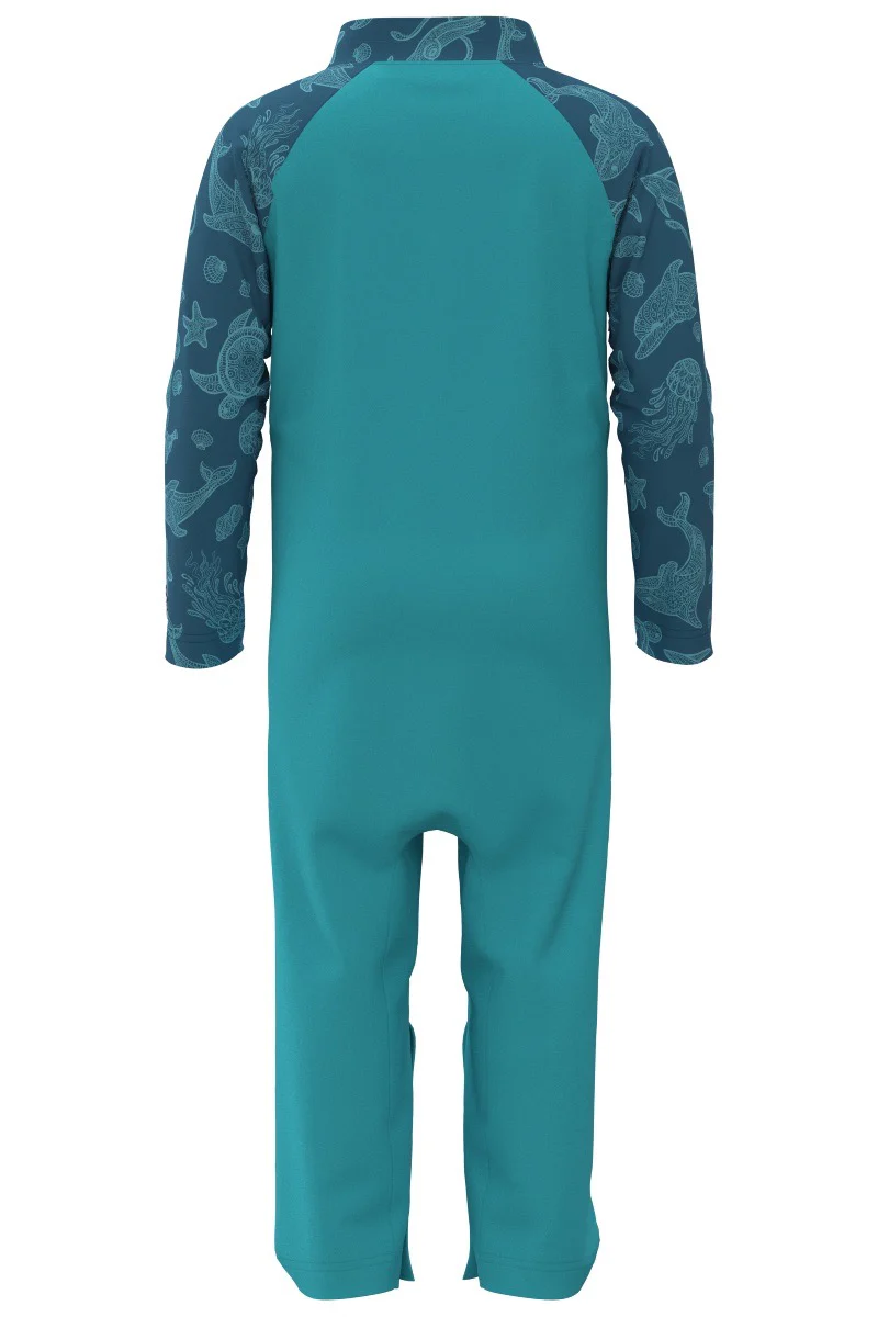Baby Beach One-Piece Swimsuit | Blue Curacao Swimming Turtle - Image 3