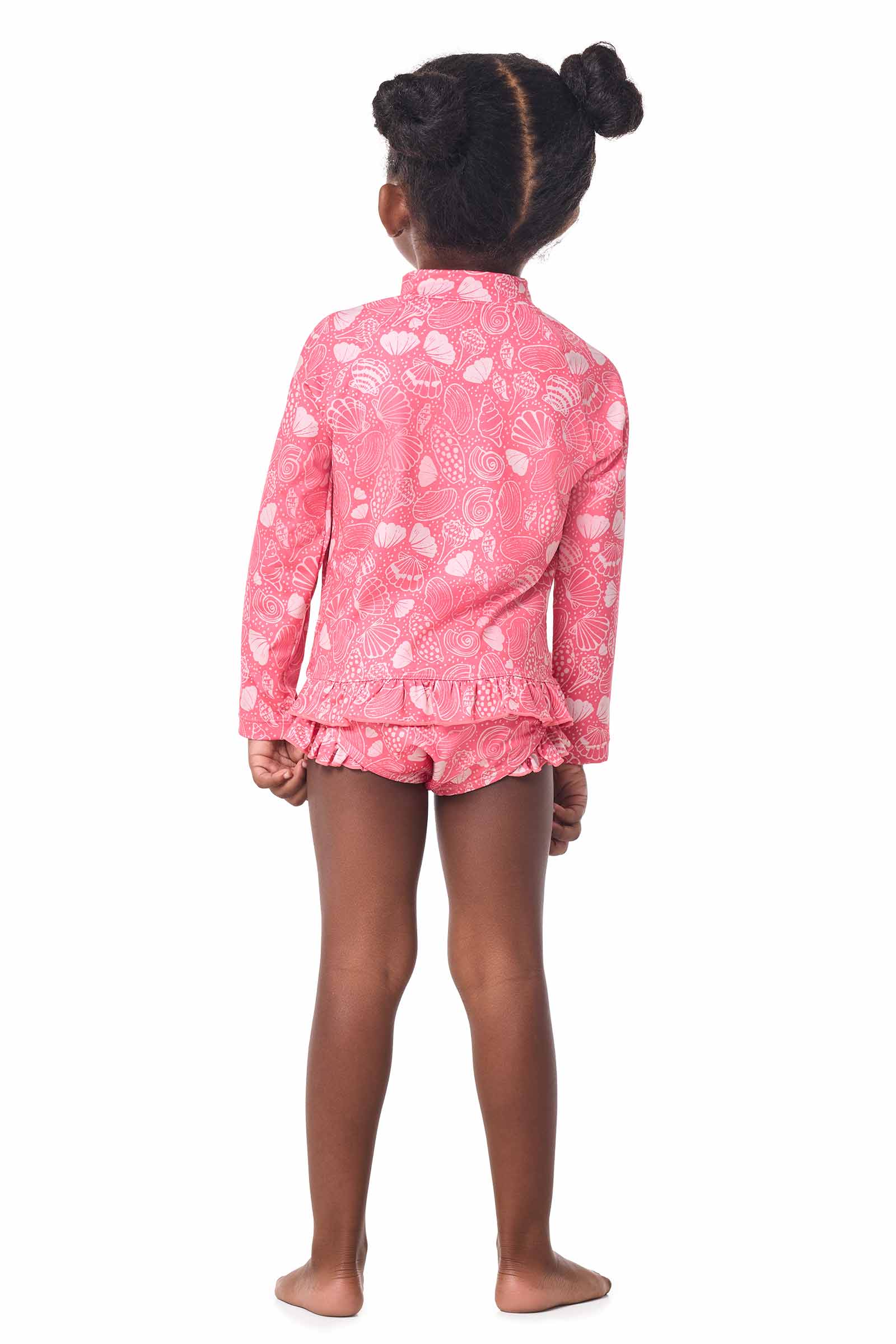Baby Guppy Ruffle Rash Guard Set | Sunkist Coral Shell Dream - Image 3