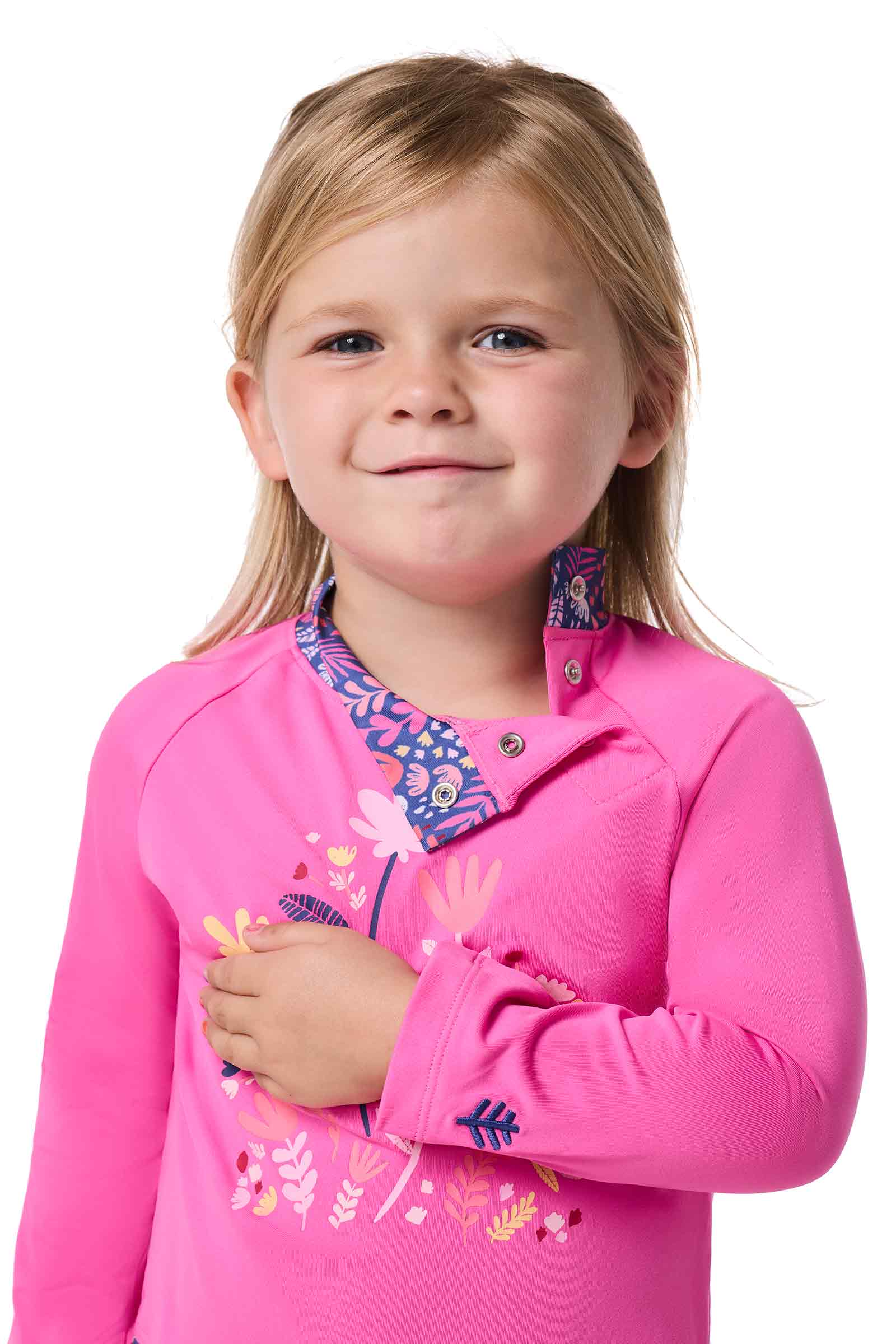 Baby Guppy Ruffle Rash Guard Set | Tulip Pink Graphic- Blooming Forest - Image 4