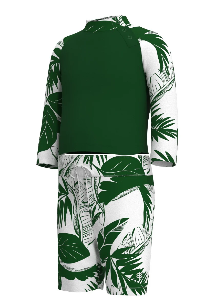 Baby Island Rash Guard Set | Eden Green Colorblock - Image 2