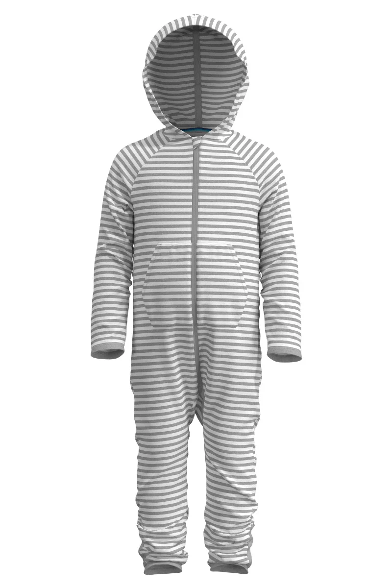 Baby LumaLeo Full-Coverage Bodysuit | Grey/White - Image 3