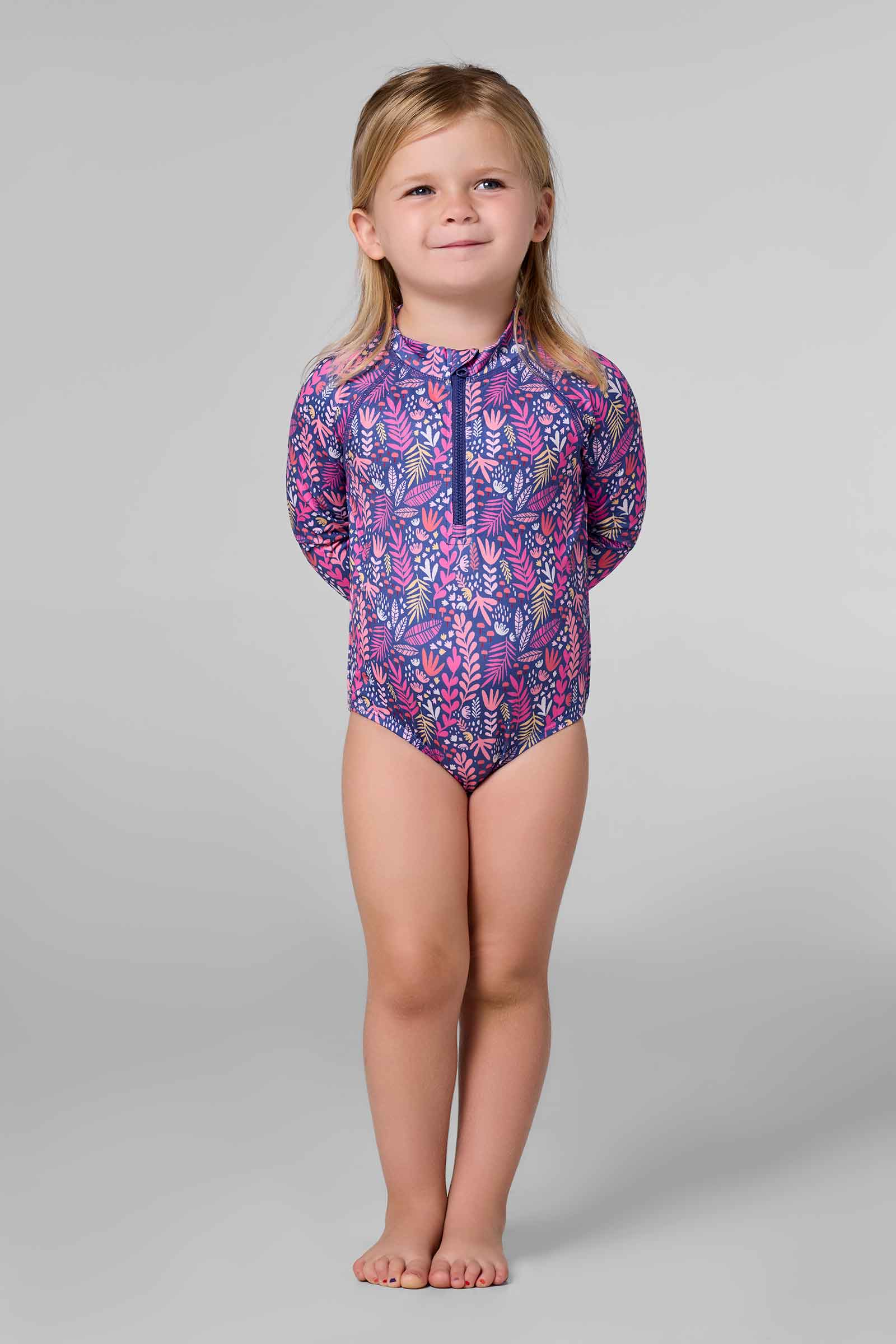 Girls Baby One-Piece Swimsuit | Future Dusk Blooming Forest