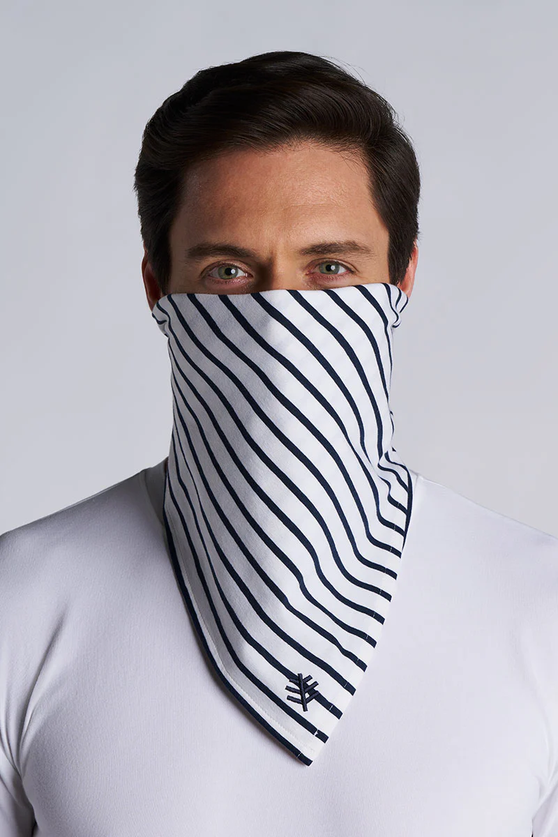 Unisex Sanibel Everyday Beach Bandana | White/Navy Stripe - Image 2