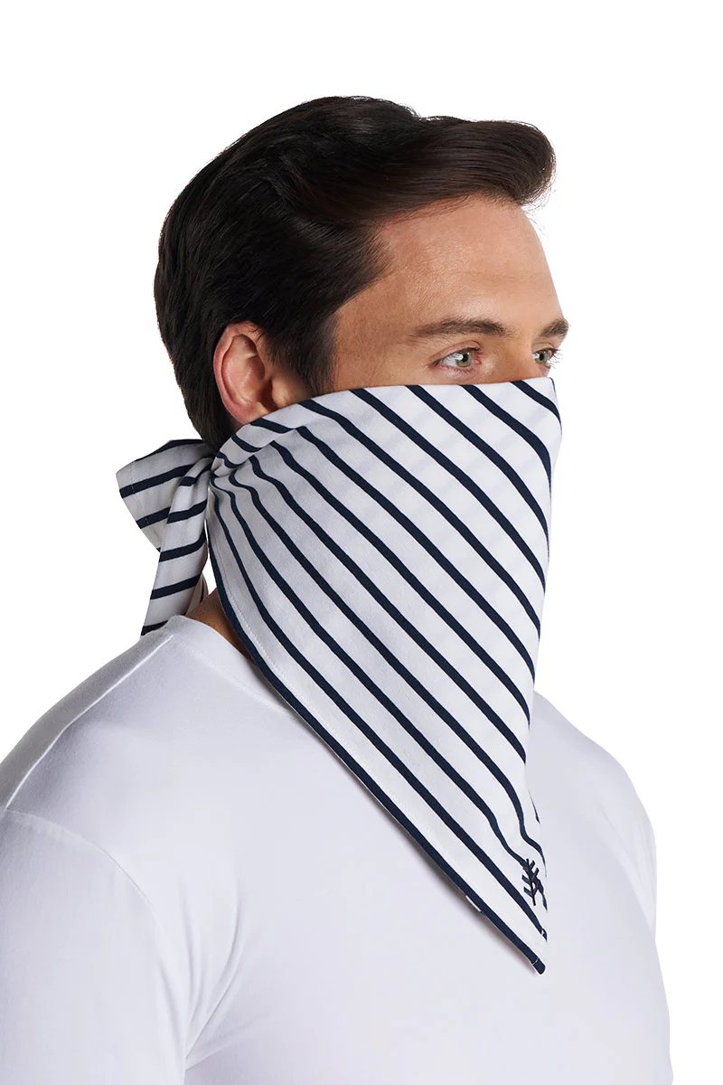 Unisex Sanibel Everyday Beach Bandana | White/Navy Stripe - Image 3