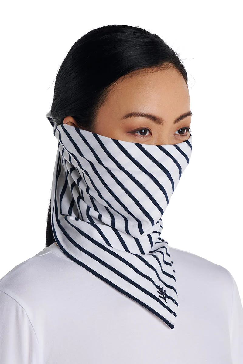 Unisex Sanibel Everyday Beach Bandana | White/Navy Stripe - Image 4