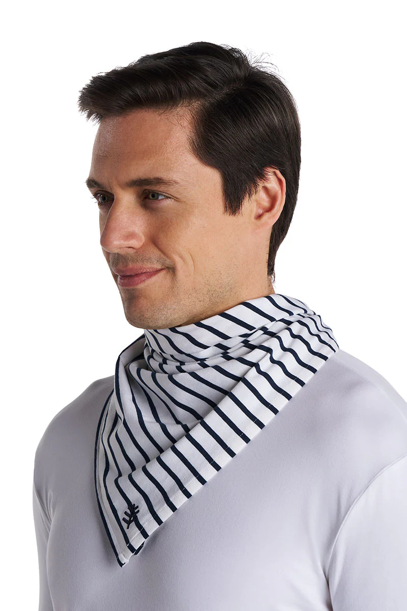 Unisex Sanibel Everyday Beach Bandana | White/Navy Stripe - Image 5