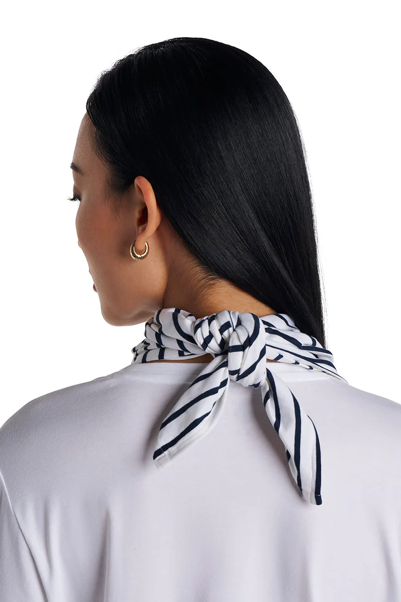 Unisex Sanibel Everyday Beach Bandana | White/Navy Stripe - Image 6
