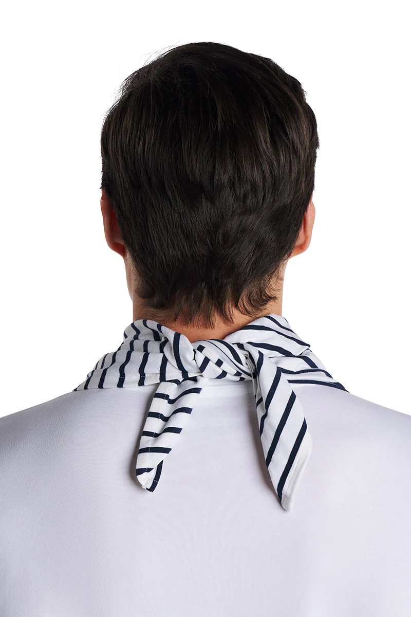 Unisex Sanibel Everyday Beach Bandana | White/Navy Stripe - Image 7