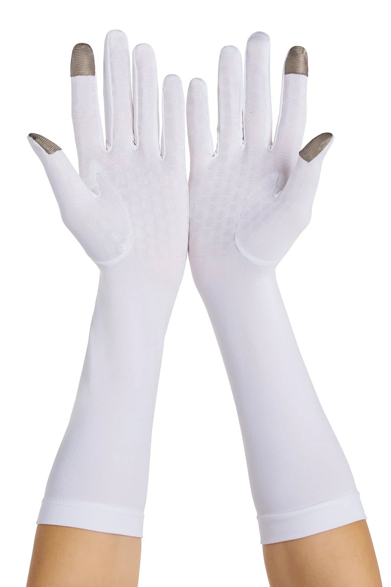 Bona Mid-Length Gloves with Touchscreen Tips | White - Image 5