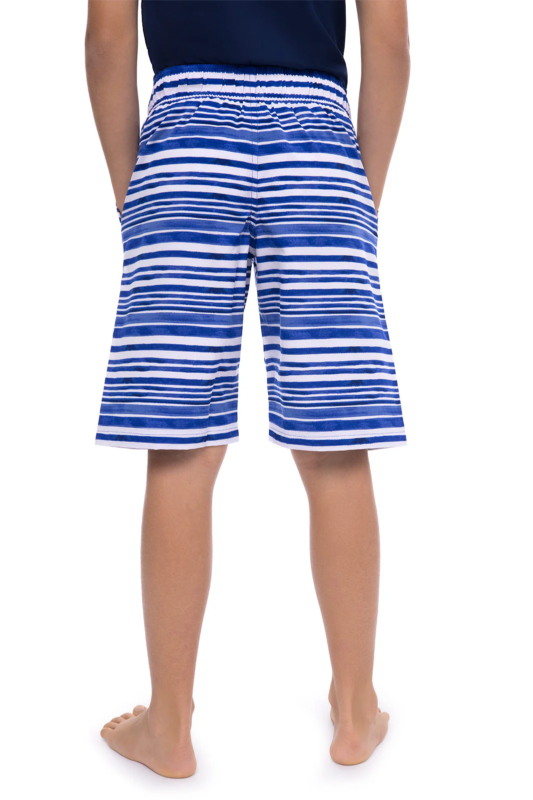 Boy's Island Swim Trunks | Sailor Watercolor Stripe - Image 3