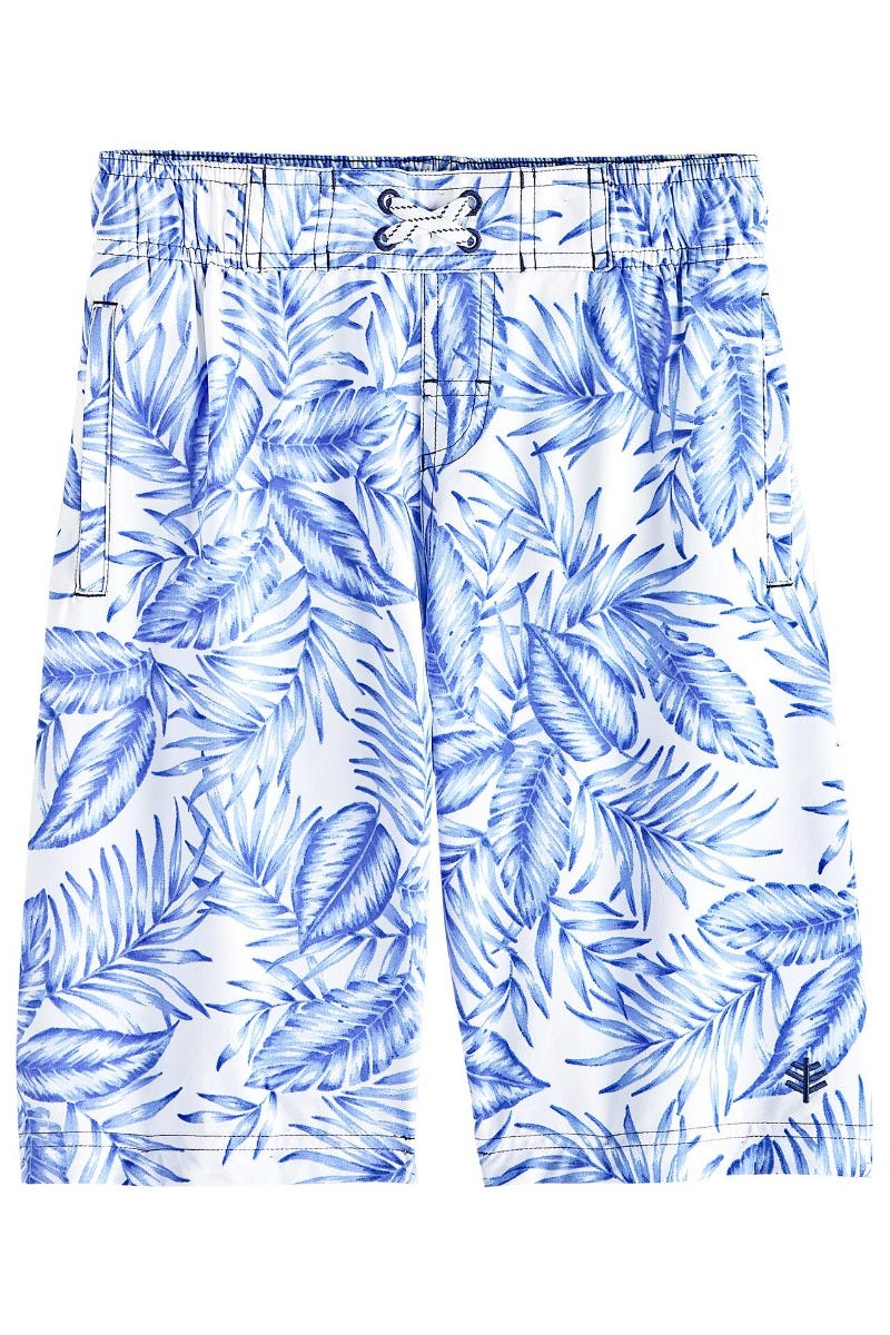 Boy's Island Swim Trunks | White Ohana Palm - Image 6