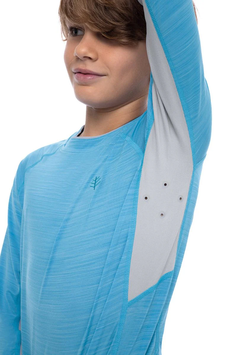 Boy's Ultimate Rash Guard | Malibu Blue Line Texture - Image 5