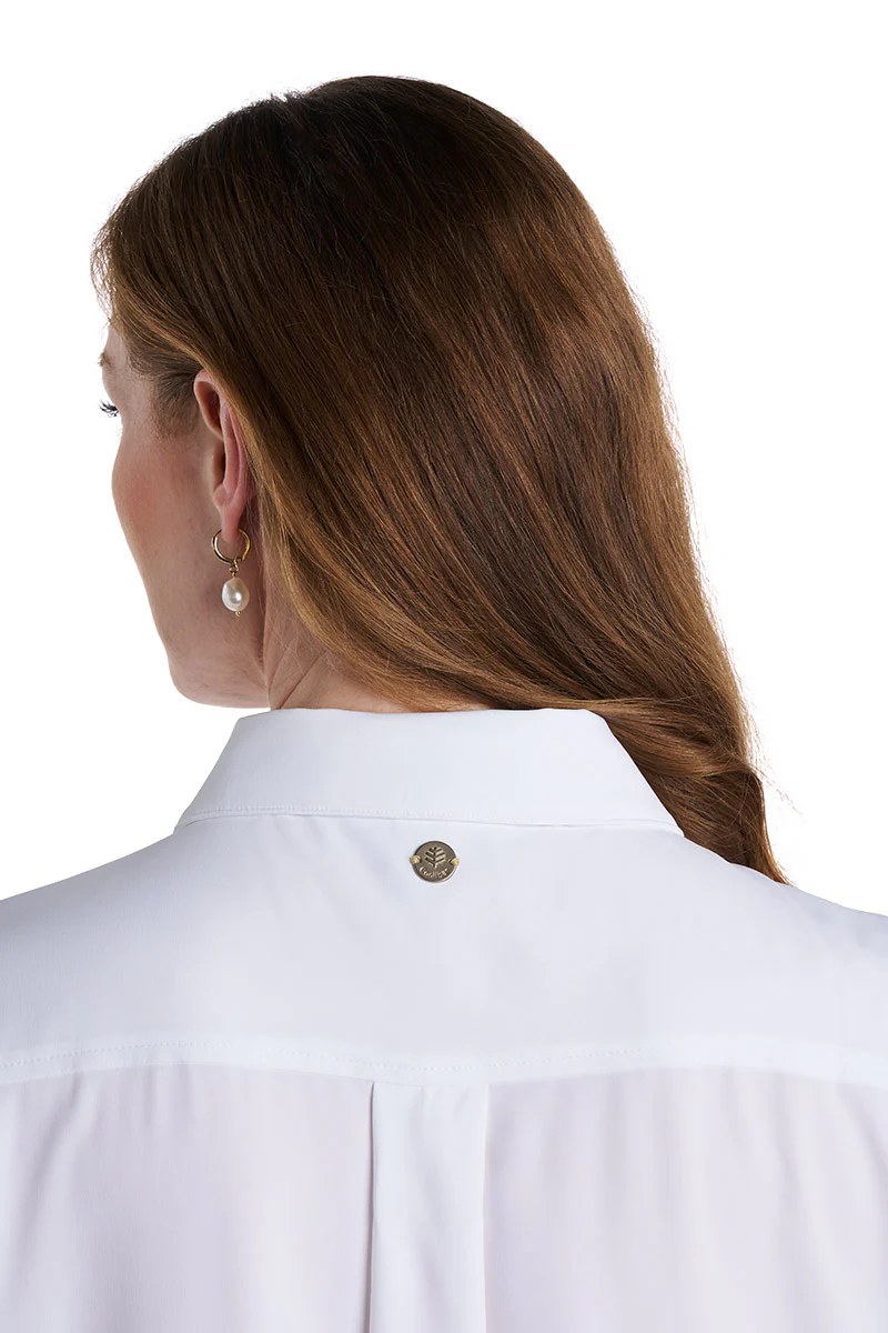 Women's Castaneda Flared Shirt Dress with Long Sleeves | White - Image 6
