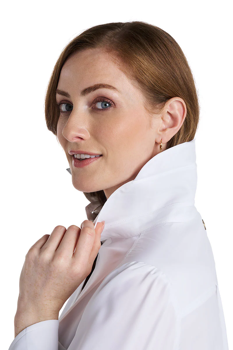 Women's Castaneda Flared Shirt Dress with Long Sleeves | White - Image 8