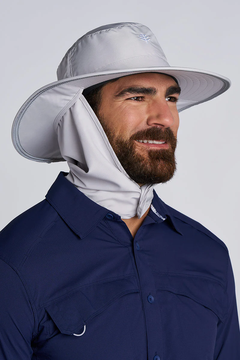 Floating Boating Hat with Neck Drape | Light Grey - Image 10