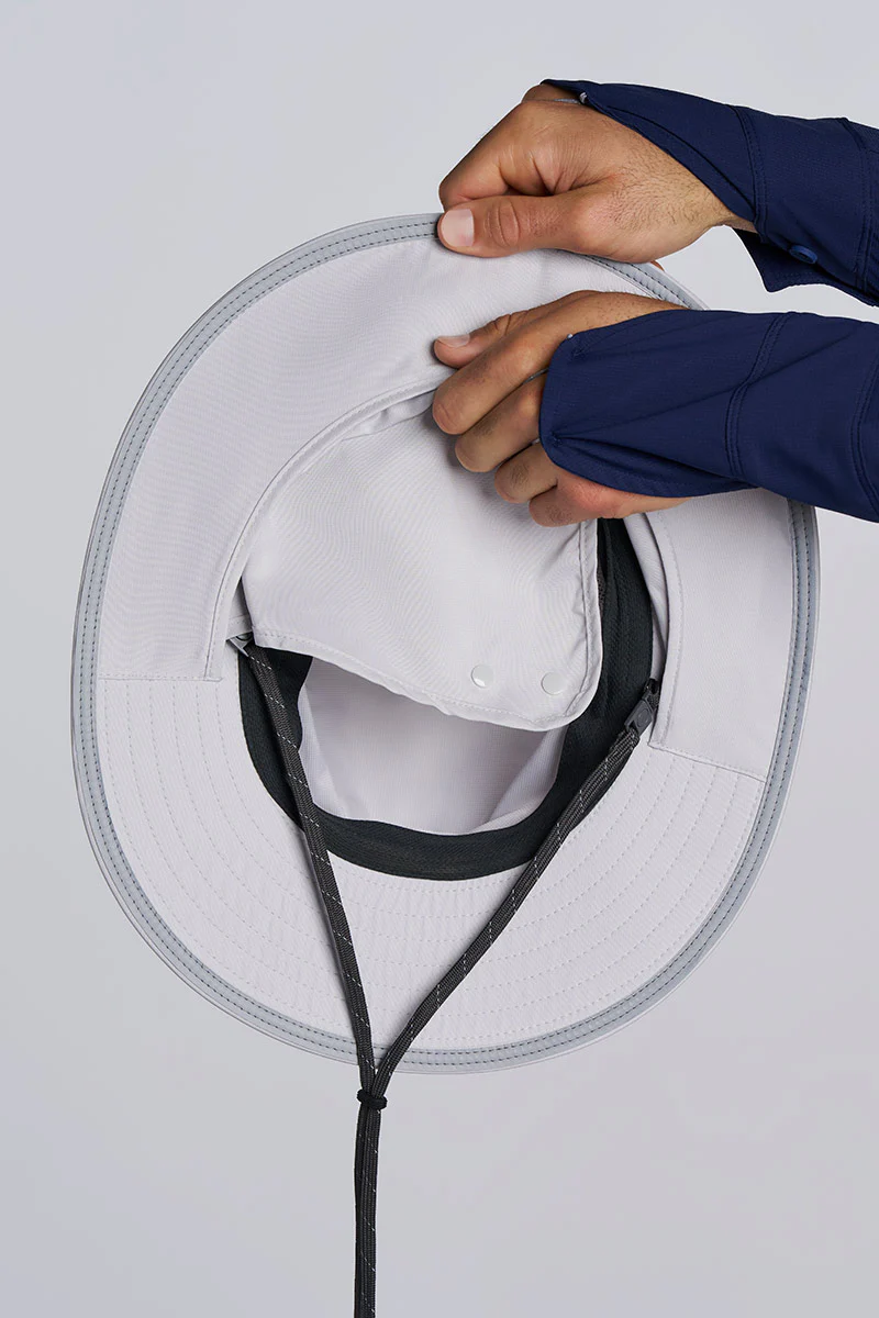 Floating Boating Hat with Neck Drape | Light Grey - Image 11