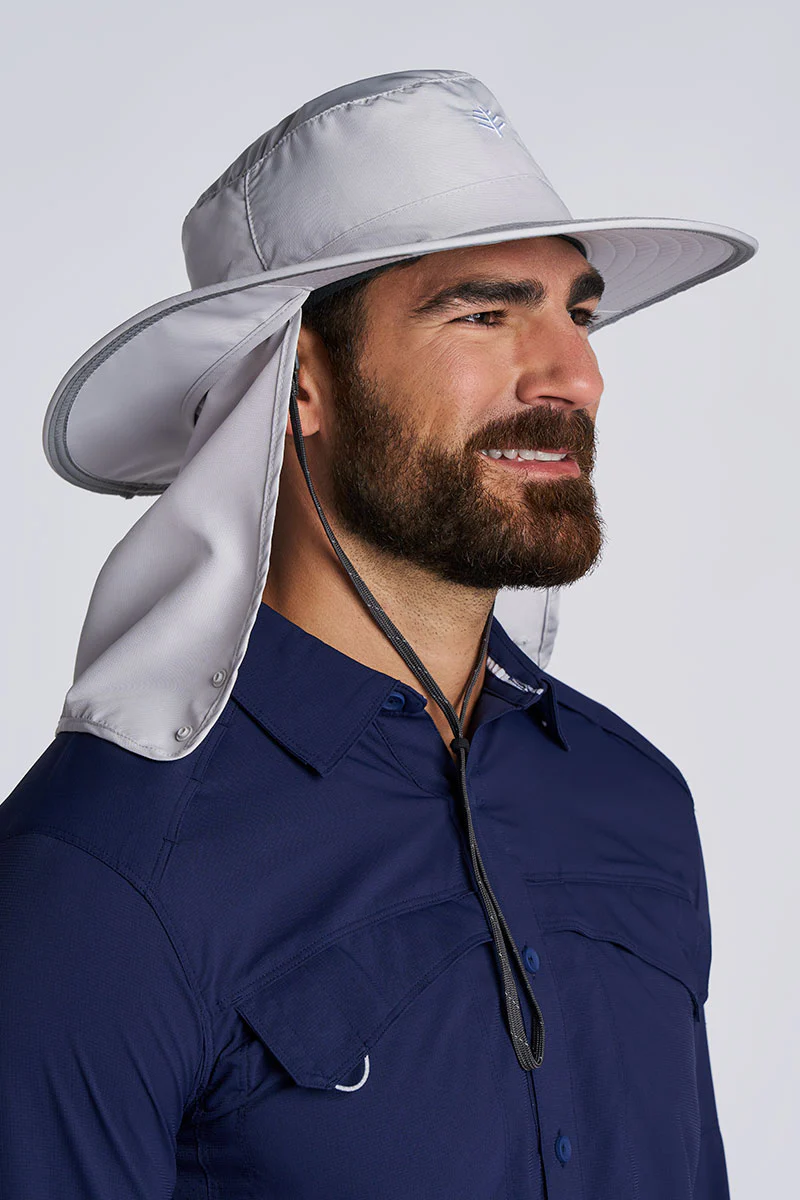 Floating Boating Hat with Neck Drape | Light Grey - Image 3