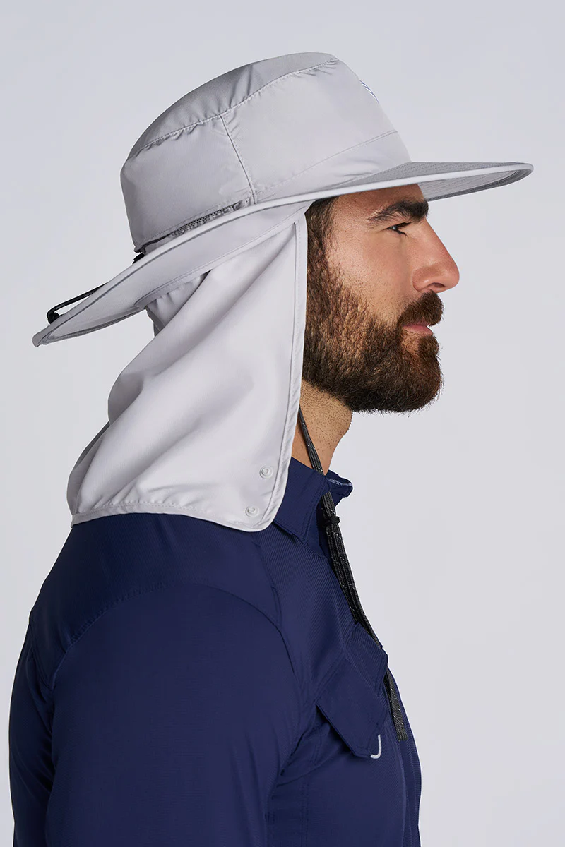 Floating Boating Hat with Neck Drape | Light Grey - Image 4