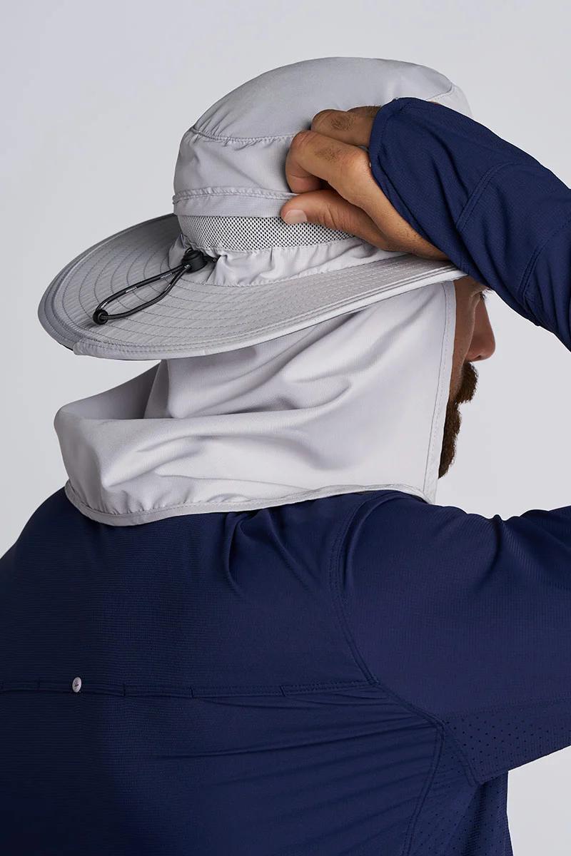 Floating Boating Hat with Neck Drape | Light Grey - Image 6