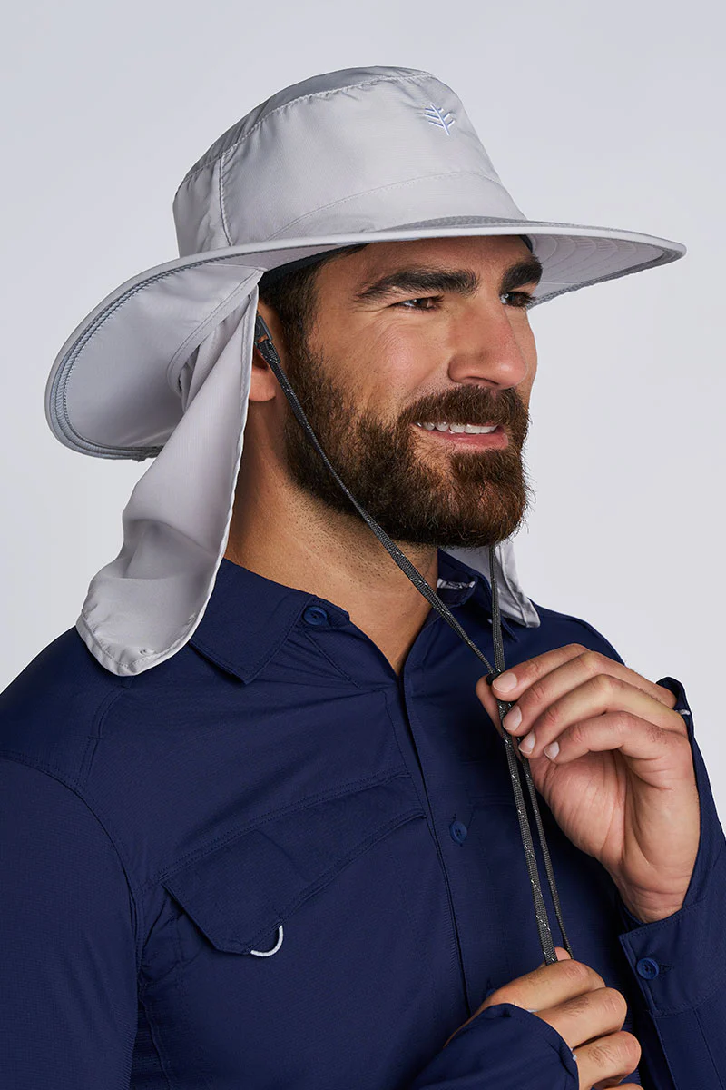 Floating Boating Hat with Neck Drape | Light Grey - Image 8