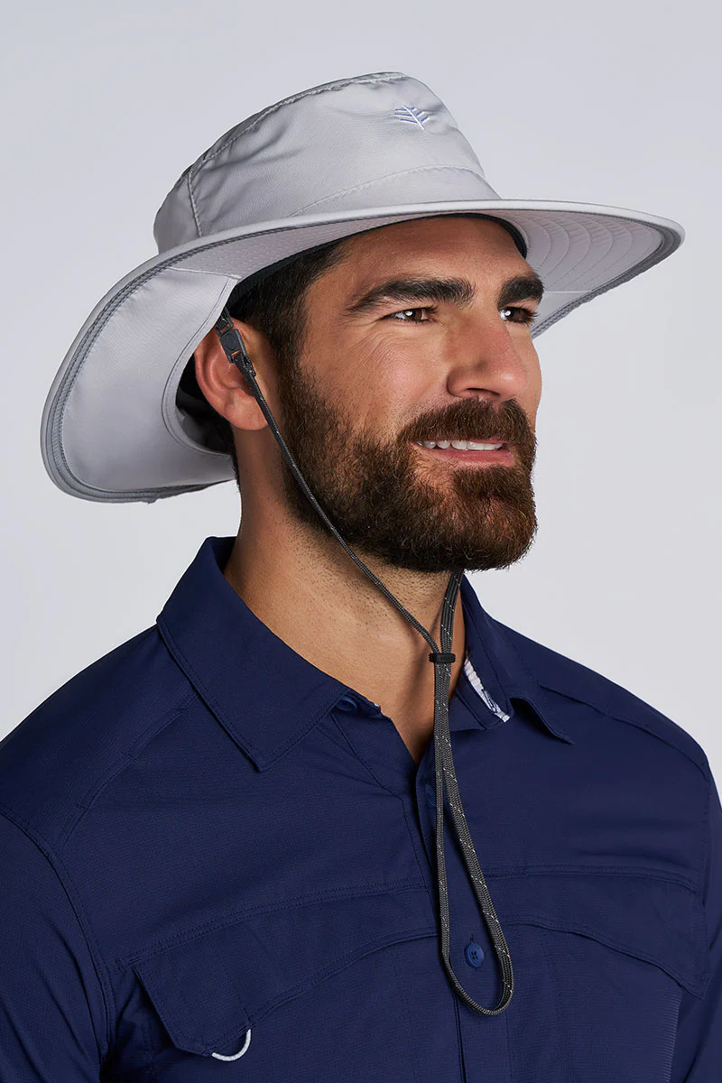 Floating Boating Hat with Neck Drape | Light Grey - Image 9