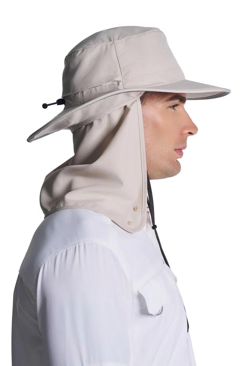 Floating Boating Hat with Neck Drape | Stone - Image 3