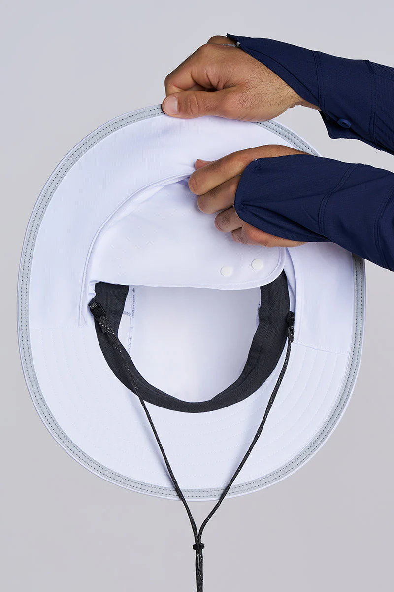 Floating Boating Hat with Neck Drape | White - Image 11