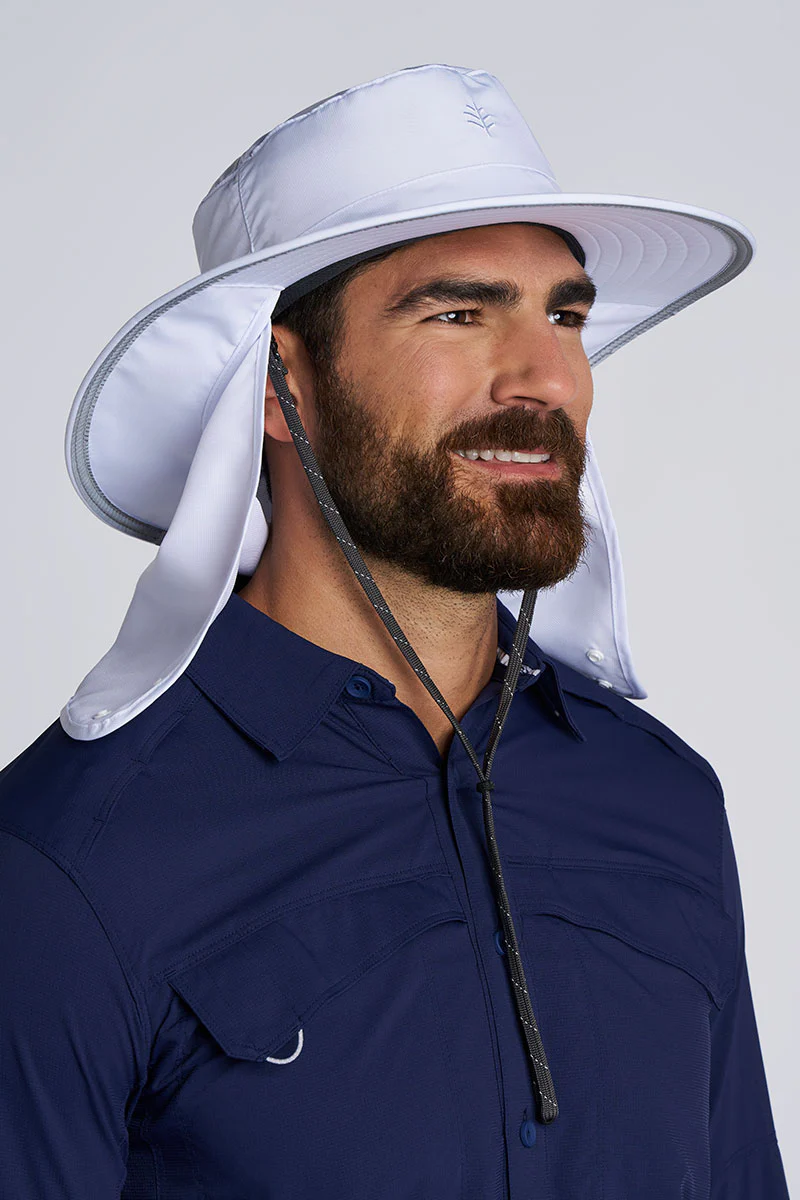 Floating Boating Hat with Neck Drape | White - Image 3