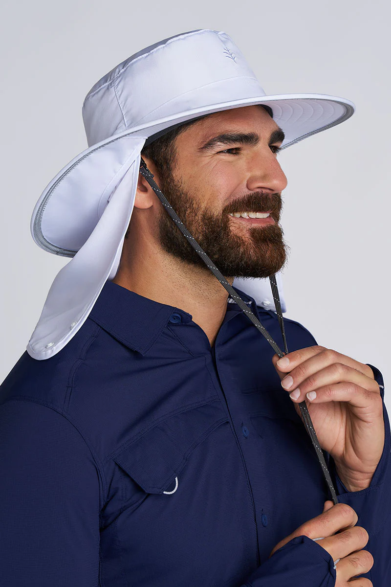 Floating Boating Hat with Neck Drape | White - Image 8