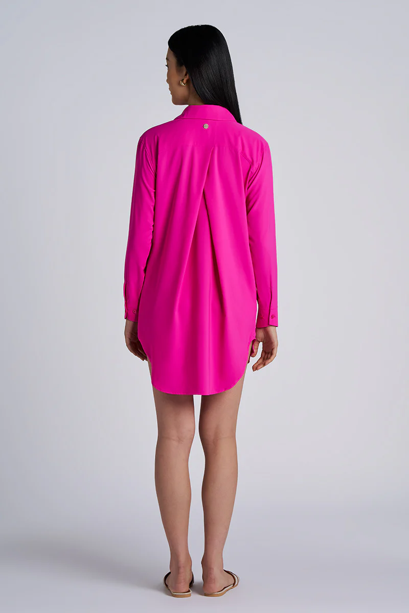 Women's Koesta Cover-Up Pull Over Shirt with Pockets | Fuchsia - Image 3
