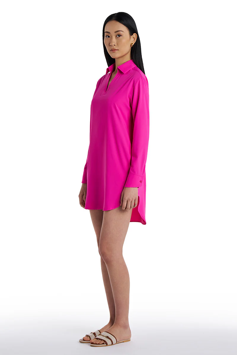 Women's Koesta Cover-Up Pull Over Shirt with Pockets | Fuchsia - Image 5