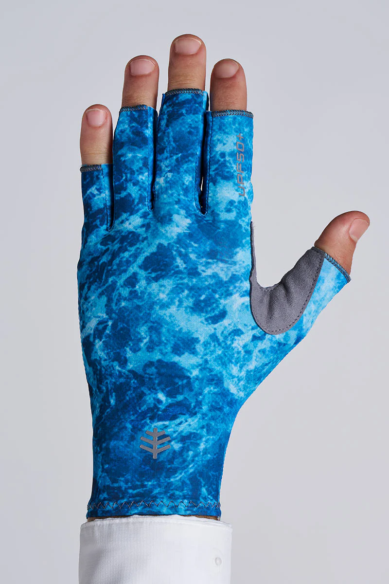 Tahoe Outdoor Sun Gloves | Blue Water Print - Image 3