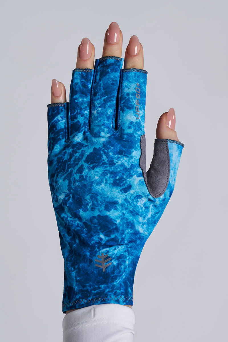 Tahoe Outdoor Sun Gloves | Blue Water Print - Image 6