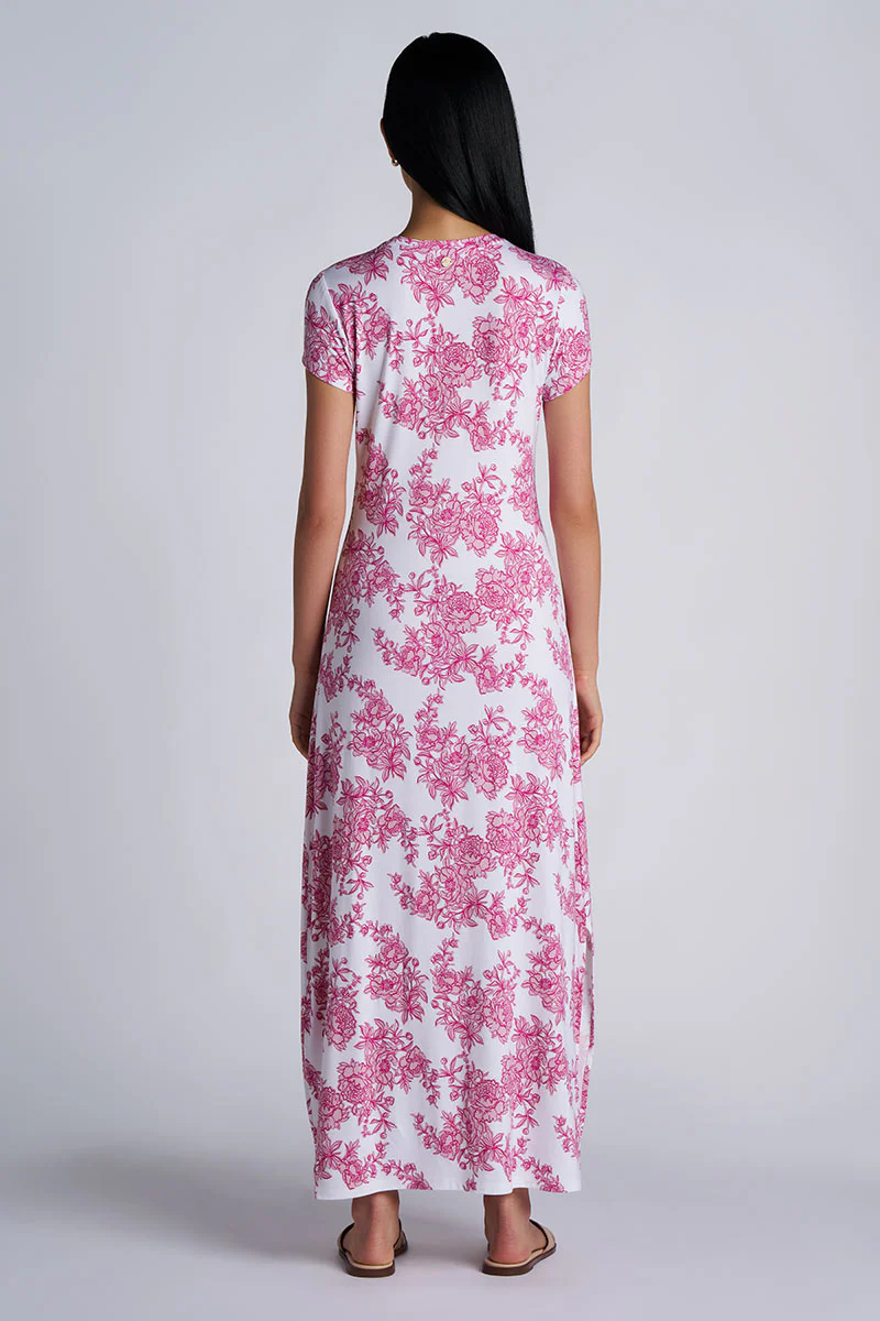 Women's Dounelle Fitted Maxi Dress | Fuchsia Bouquet - Image 3