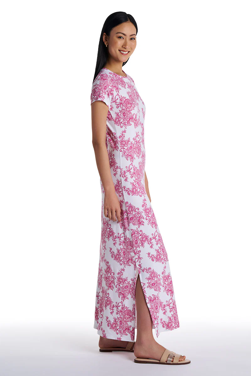 Women's Dounelle Fitted Maxi Dress | Fuchsia Bouquet - Image 4