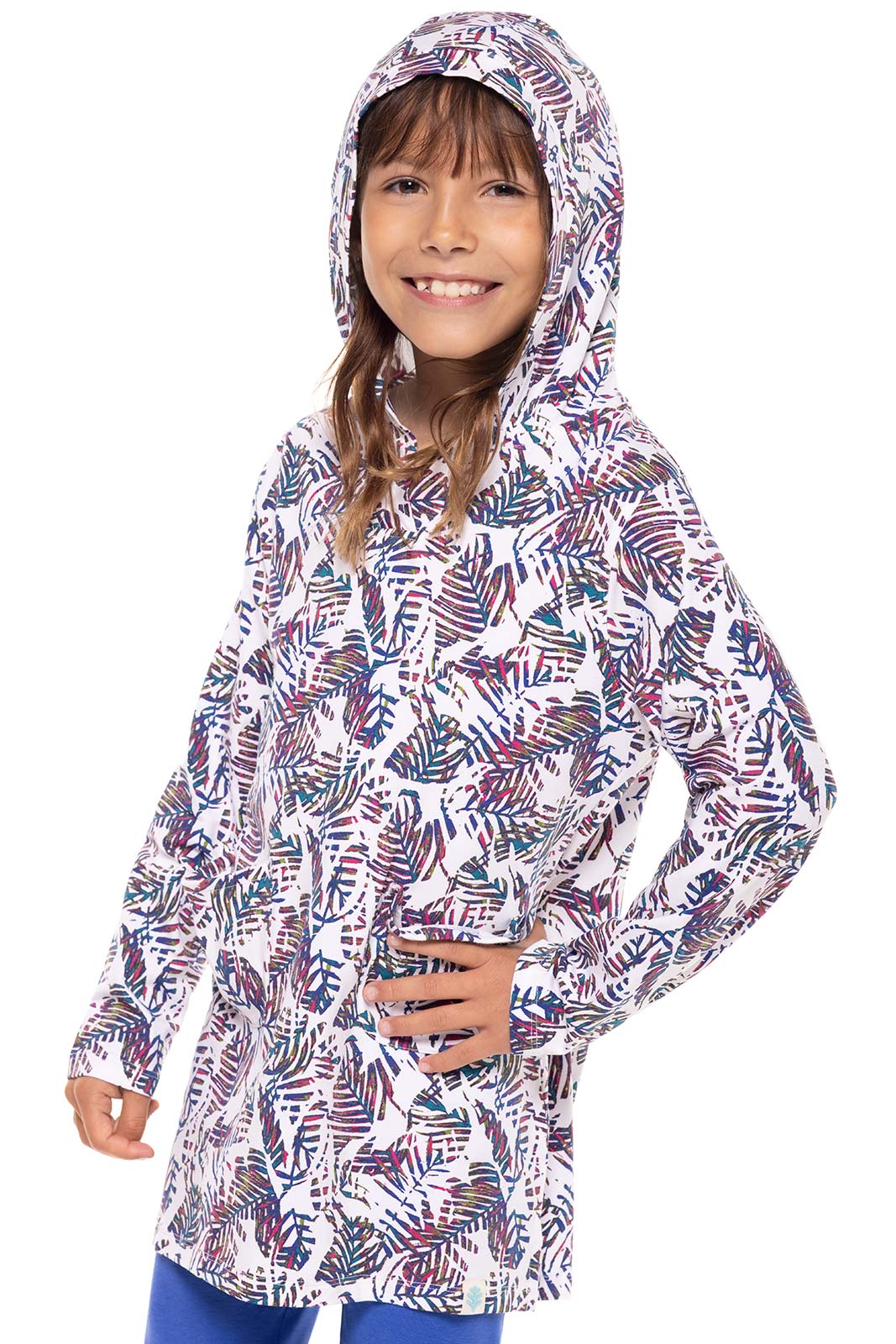 Girl's Catalina Beach Cover-Up Dress | Magnolia Pink Beach Leaves - Image 5