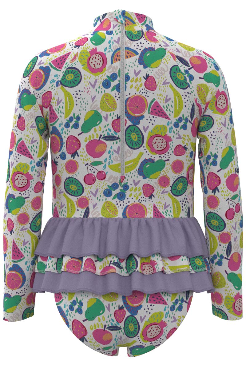 Girl's Kailani Long Sleeve Ruffled Swimsuit | Lavendula Colorblock - Image 5