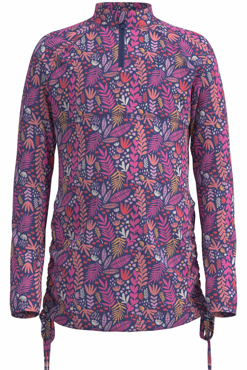Girl's Lawai Ruche Long Sleeve Swim Shirt | Future Dusk Blooming Forest - Image 3