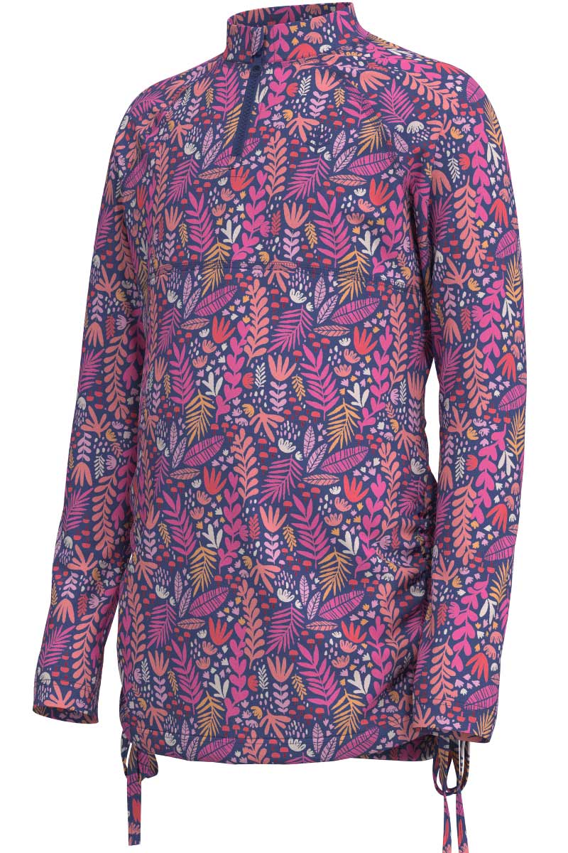 Girl's Lawai Ruche Long Sleeve Swim Shirt | Future Dusk Blooming Forest - Image 4