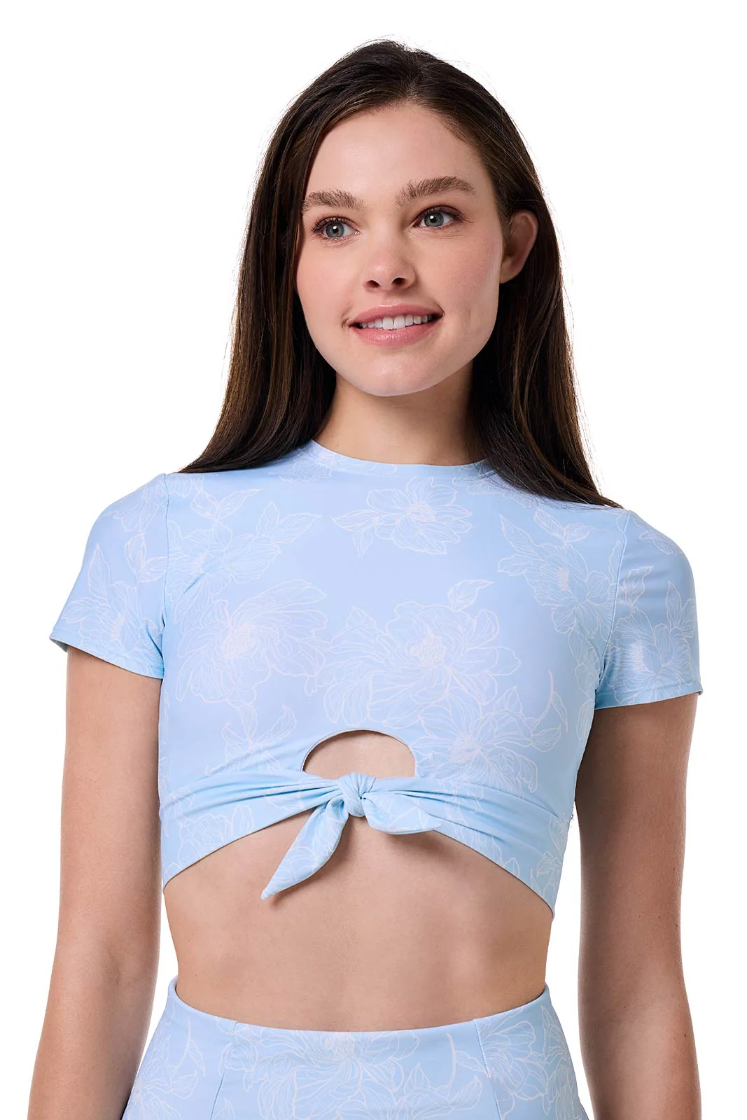 Hibiscus Island Crop Swim Crop Top | Skyride Perfect Peony - Image 2