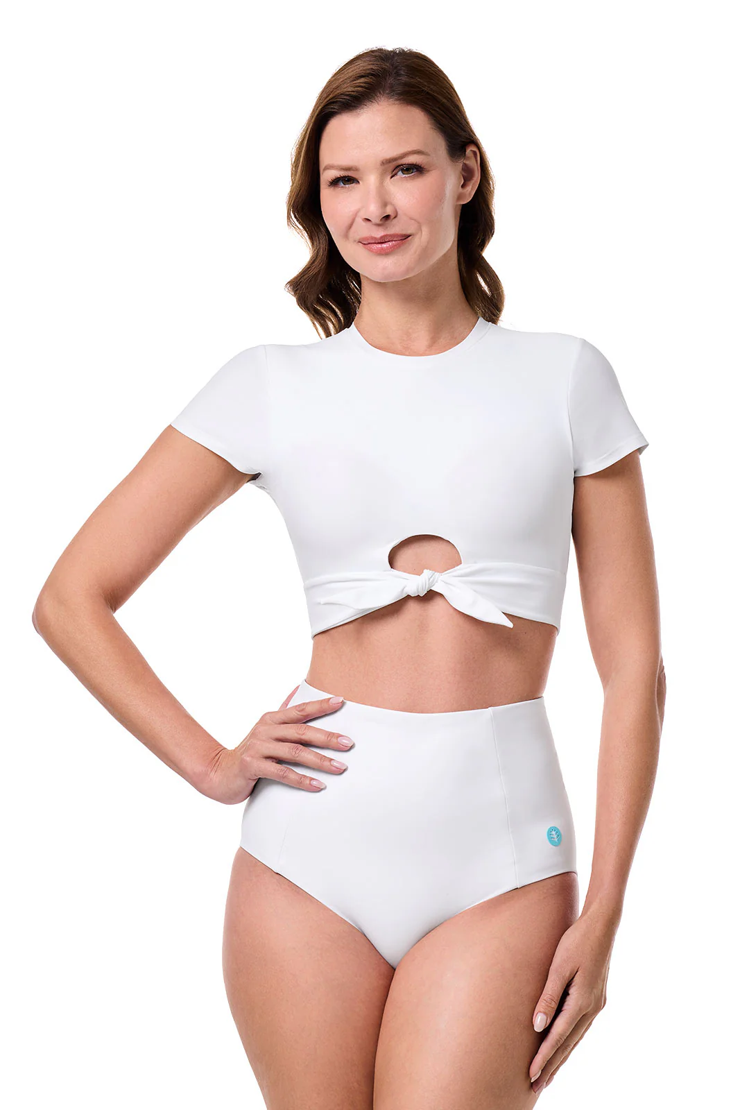 Hibiscus Island Crop Swim Crop Top | White - Image 2