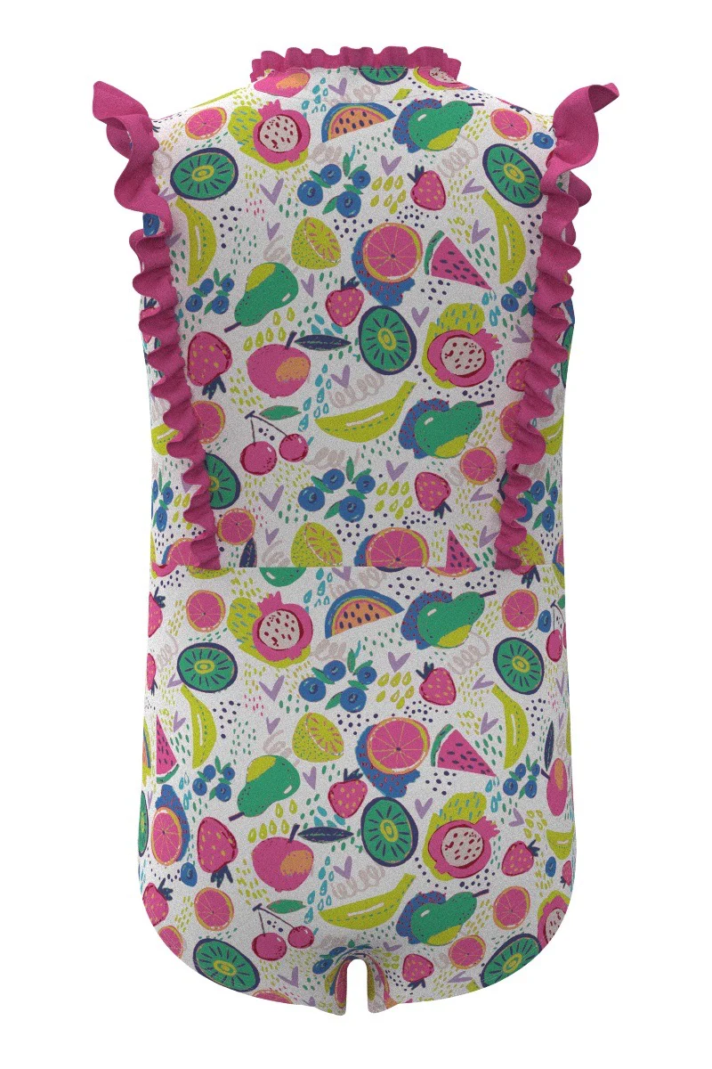 Kid's Angelfish Ruffle Swimsuit | White Fruit Party - Image 3
